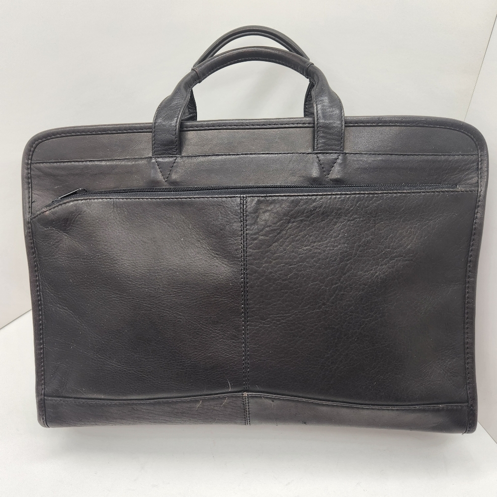 Heritage Briefcase Black 100% Leather Laptop Bag Business Office Career Travel